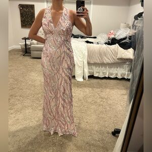 Vince Camuto pink/silver sequin dress size 6. Sample size